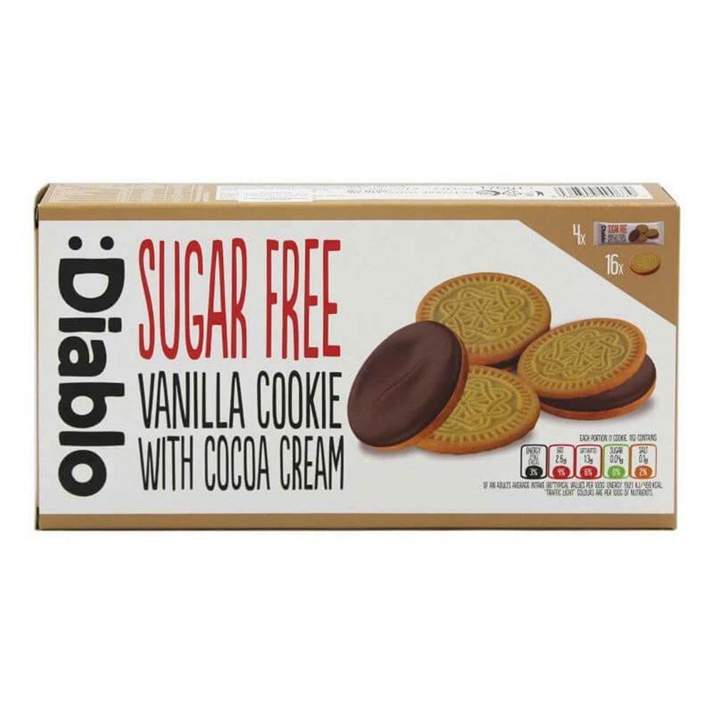 Sugar Free Vanilla Sandwich Cookies With Chocolate Filling 176g